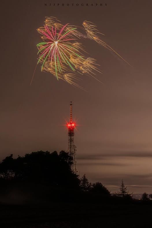 Fireworks over the Wrekin beacon